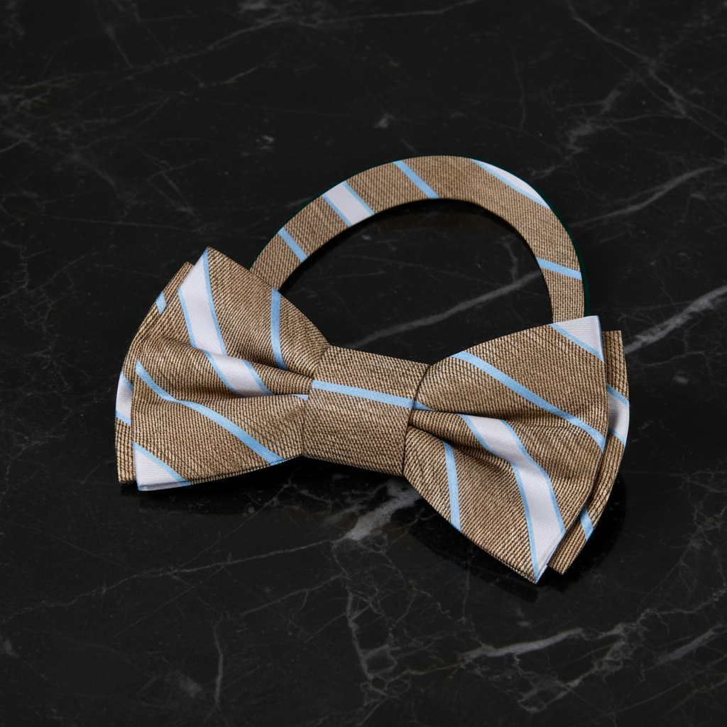 Brown Blue Stripe Bow Tie Pre Tied