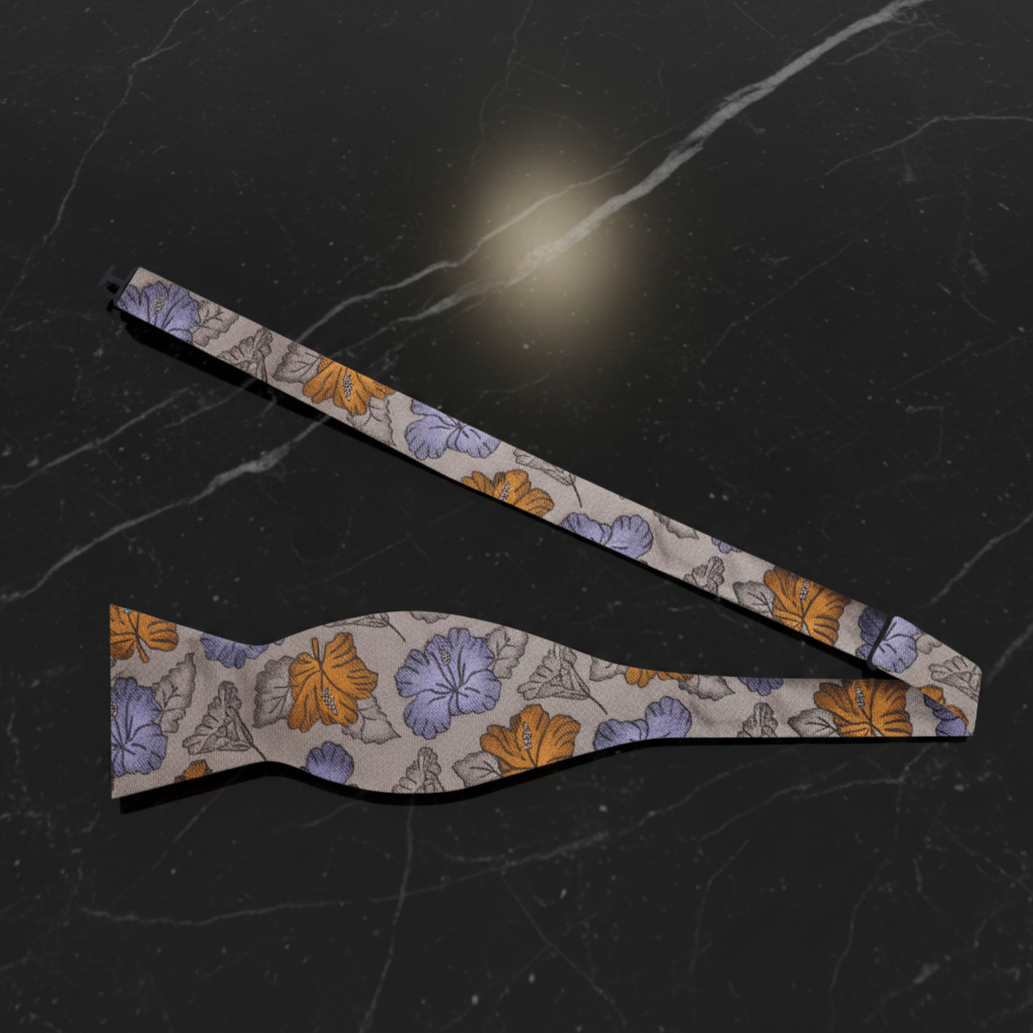 Light Brown, Orange, Purple Leaves and Flowers Bow Tie Self Tie
