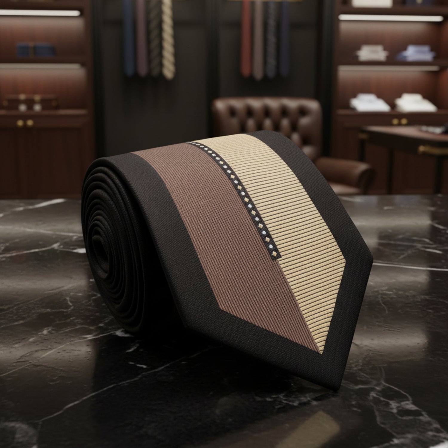 Brown, Black Lined Necktie