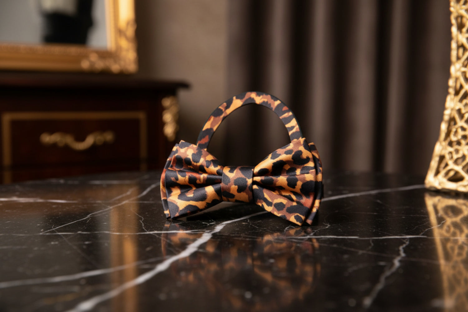 Orange Brown Black Cheetah Bow tie Pre Tied