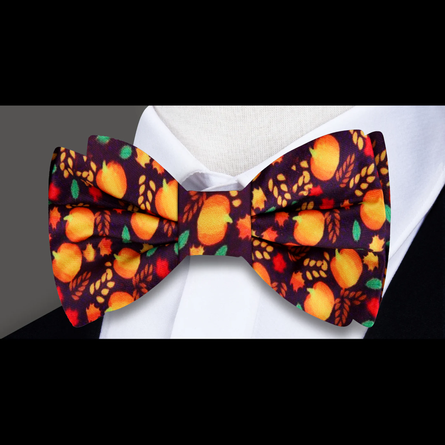 Brown Orange Red Green Fall Leaves Bow Tie  