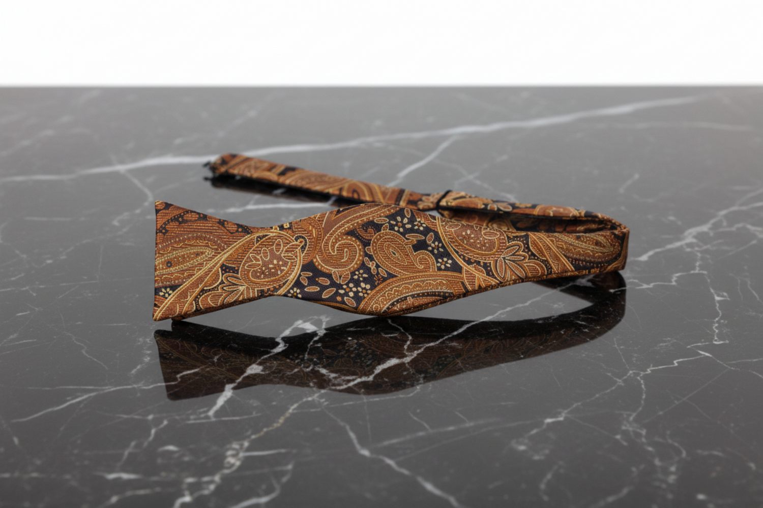 Shades of Brown Paisley Bow Tie Self Tie