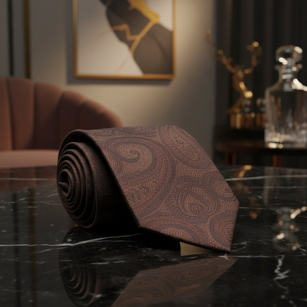 Brown Paisley Necktie 