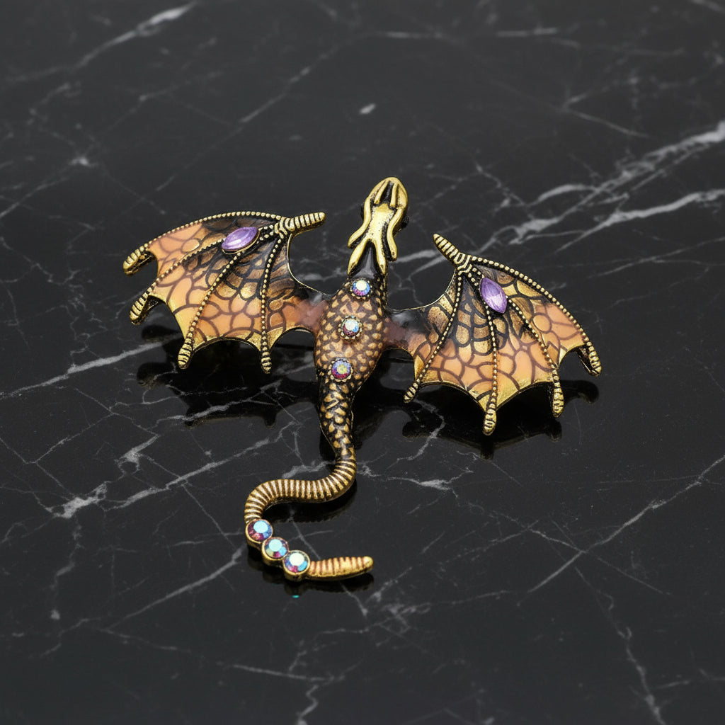 Brown Peach Dragon Lapel  Pin
