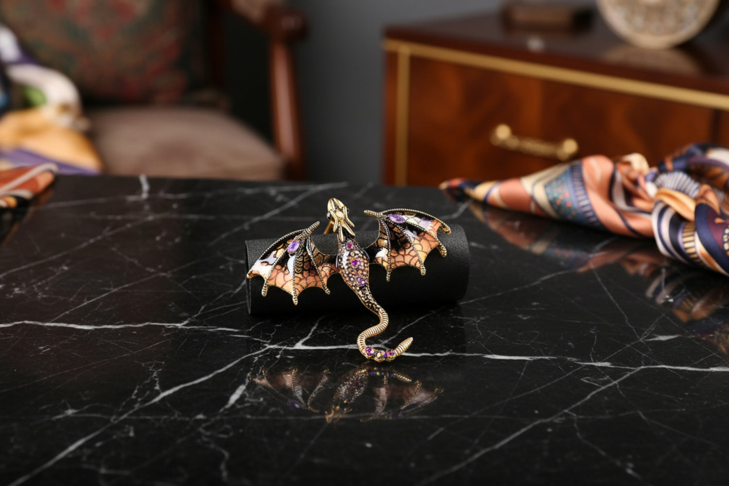 Brown Peach Dragon Lapel Pin