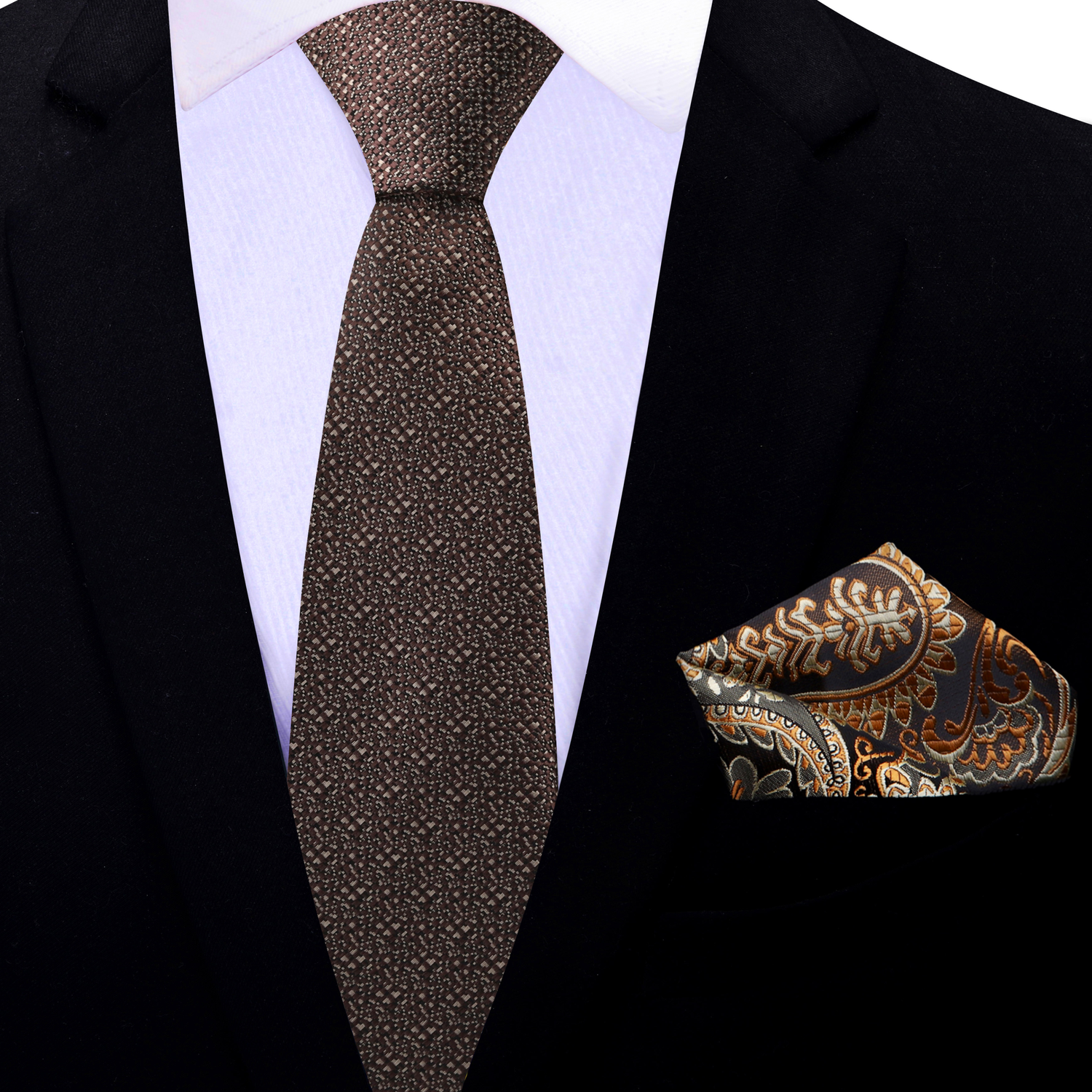 Thin Brown Tie and Accenting Square