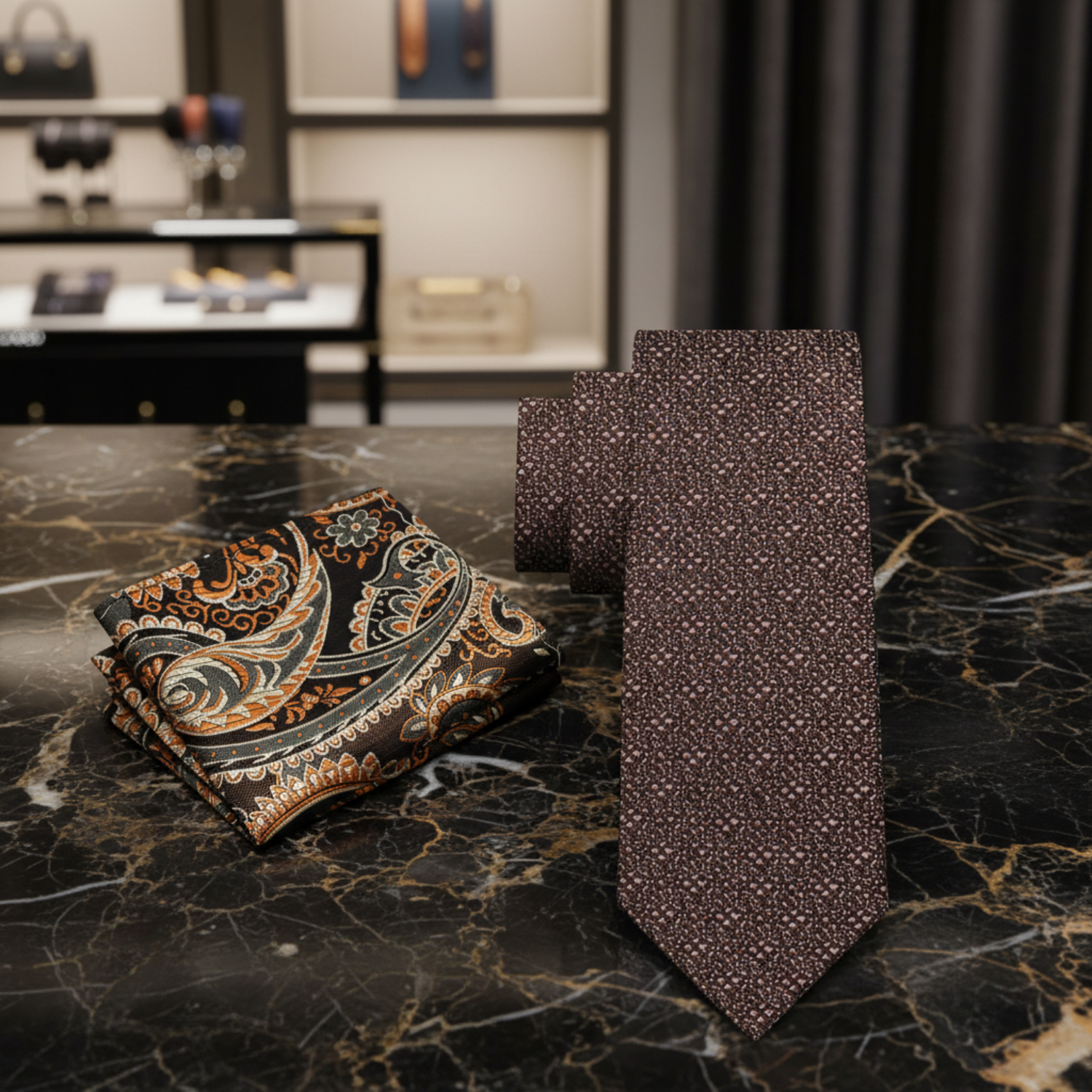 Alt Brown Tie and Accenting Square