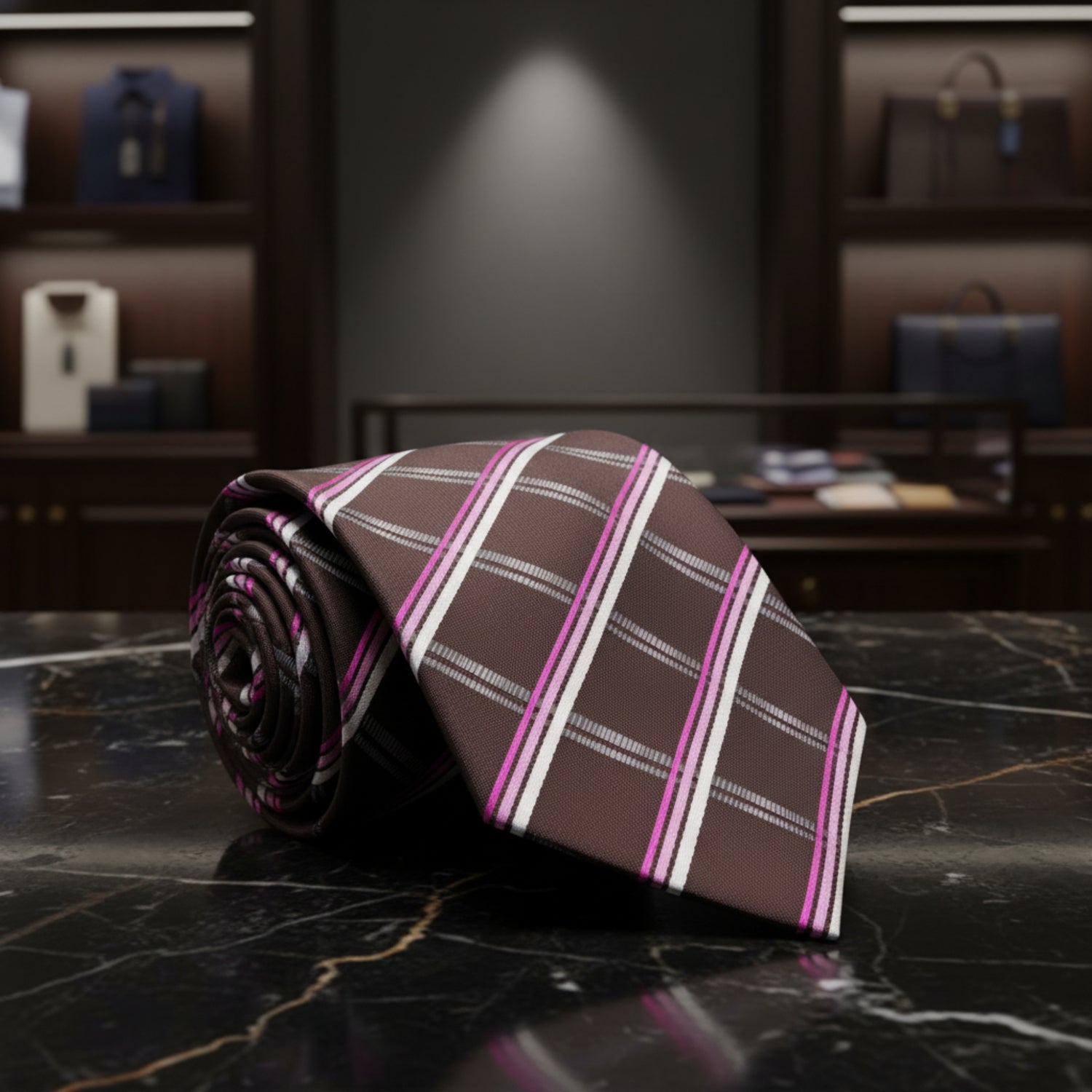 Brown windowpane tie