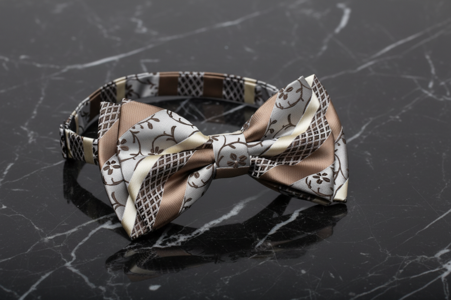 Brown Stripe Pre Tied Bow Tie