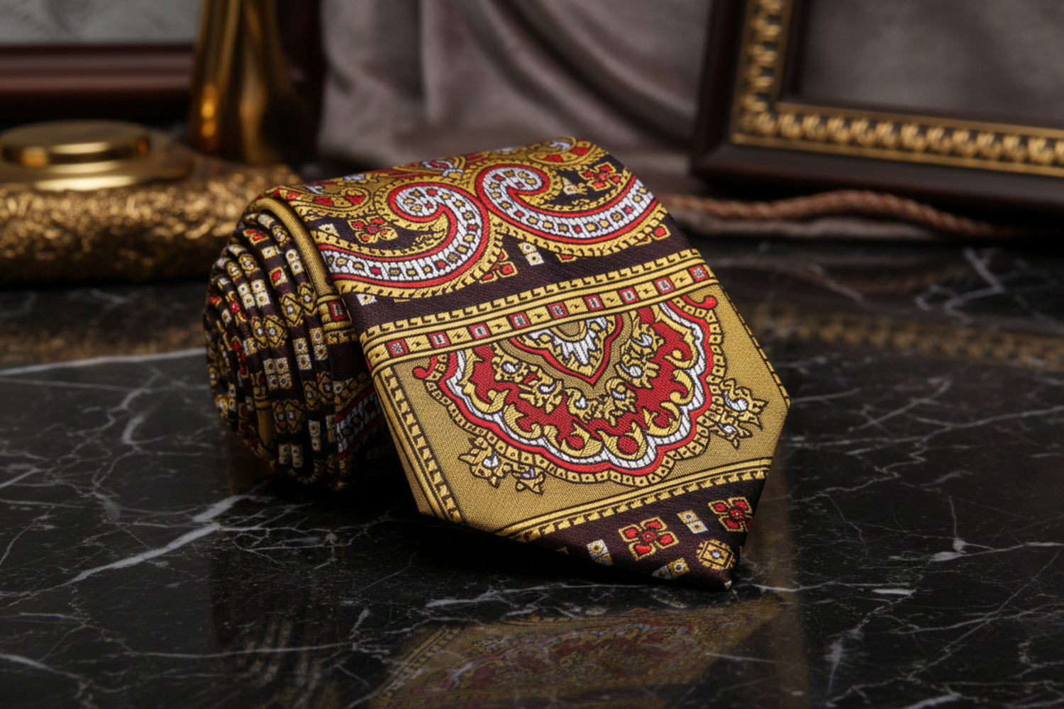 Brown Yellow Red Necktie