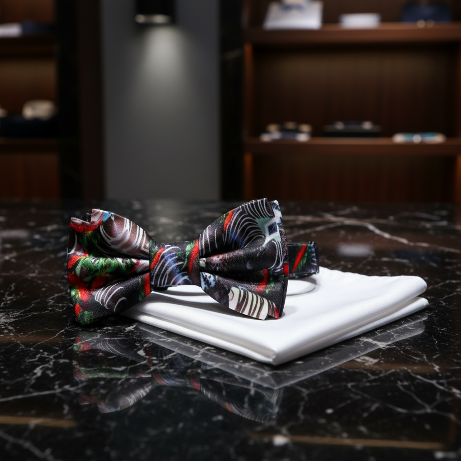 Red, Brown, White Chocolate Covered Strawberries Bow tie and White Pocket Square