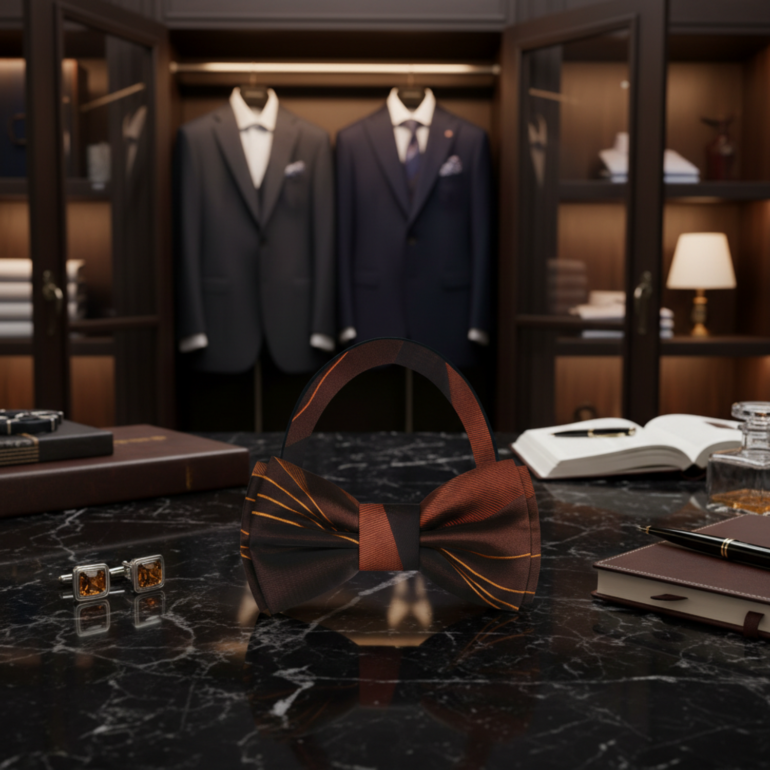 Shades of Brown Seam Route Bow Tie