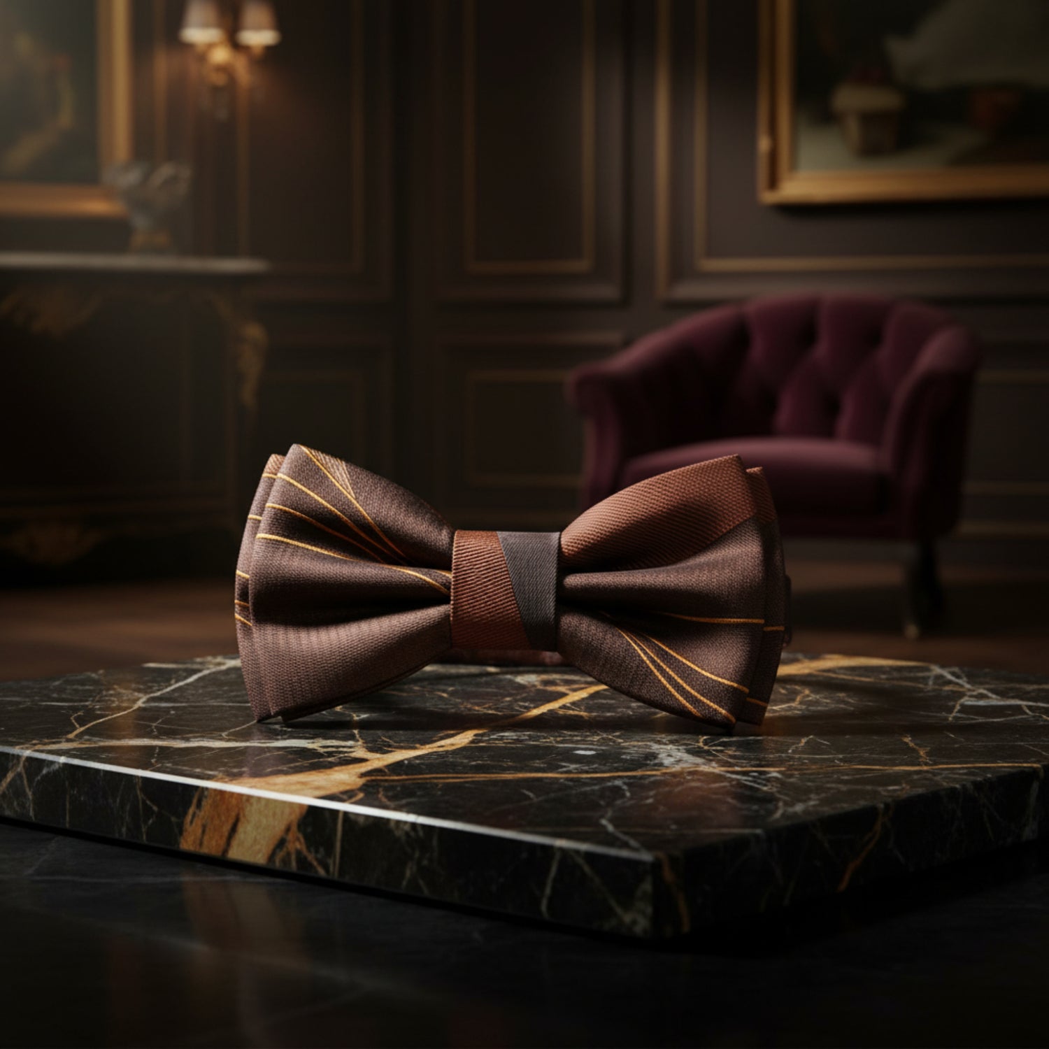 Pre Tied Deep Chocolate, Cocoa, Honey Bow Tie