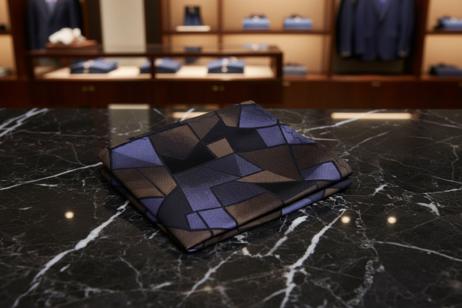 Brown, Purple Abstract Pocket Square
