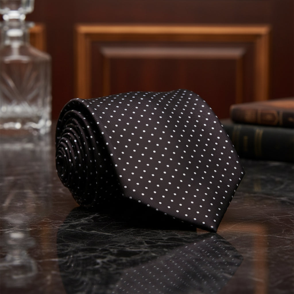 Brown and White Dot Necktie 