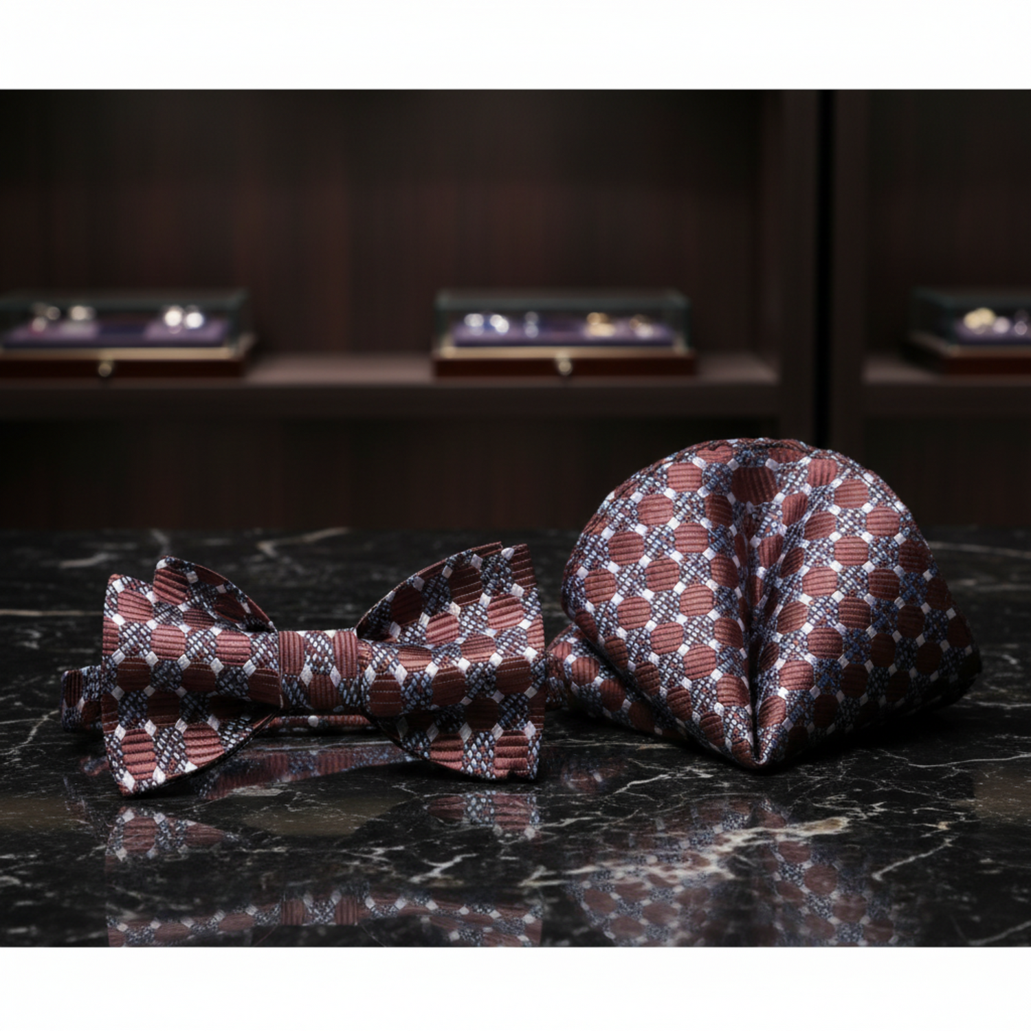 Brown World Traveler Geometric Bow and Square