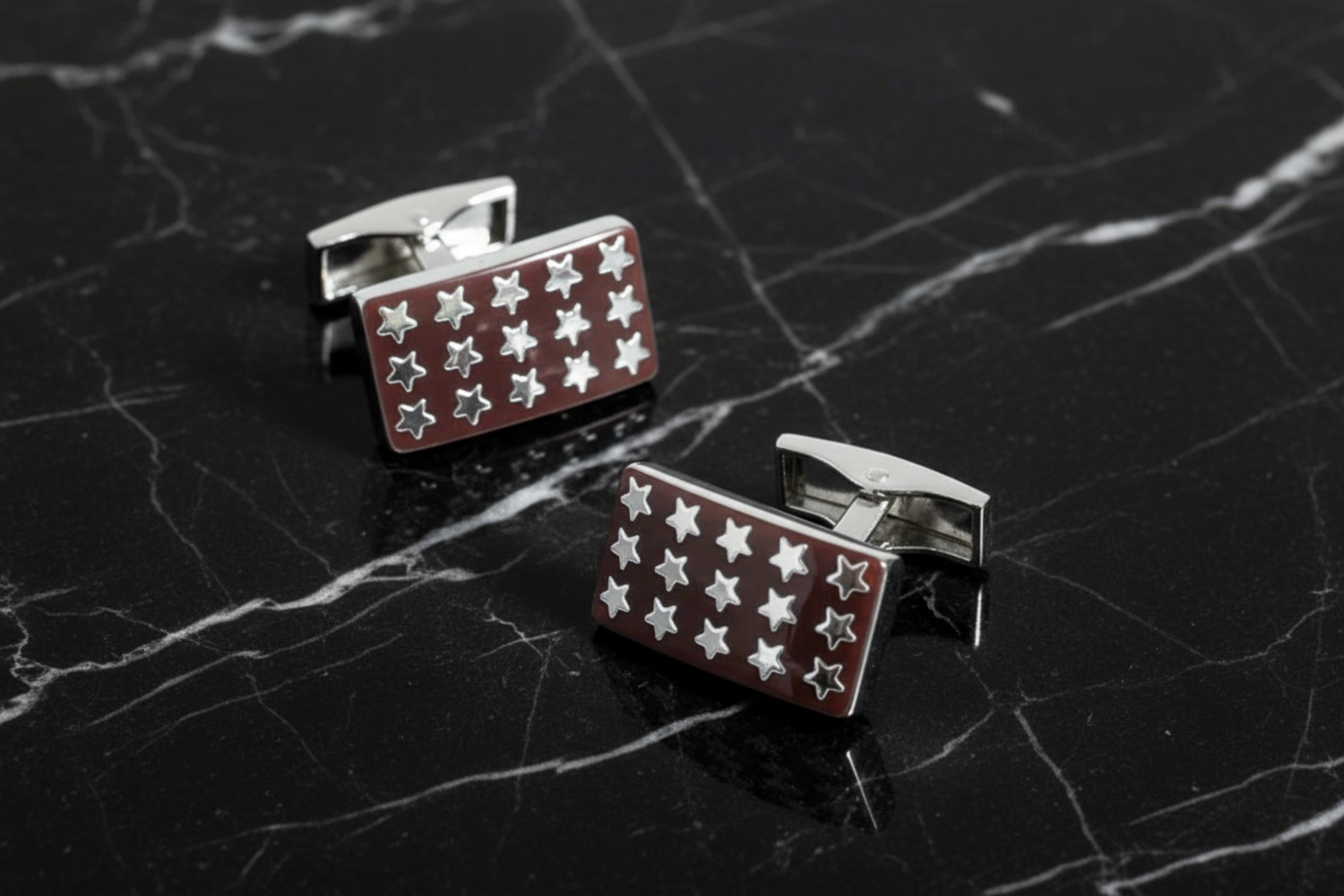 brown and chrome cufflinks