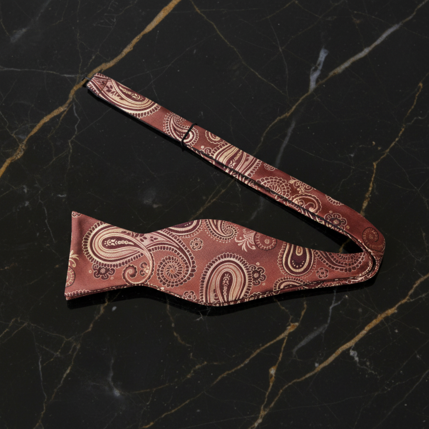 Brown and Gold Paisley Self Tie Bow Tie