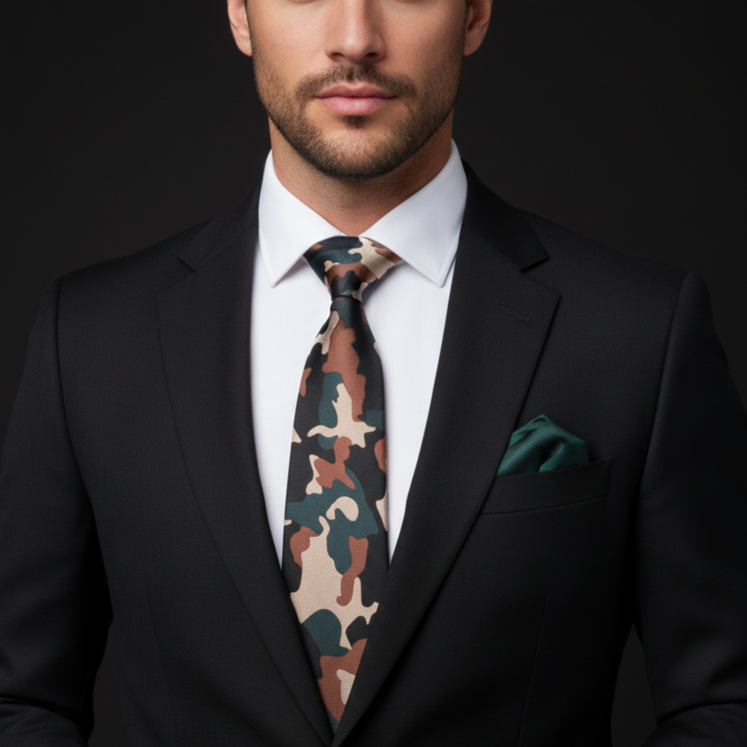Army Green, Brown & Black Camouflage Fleck Necktie | Rugged Style