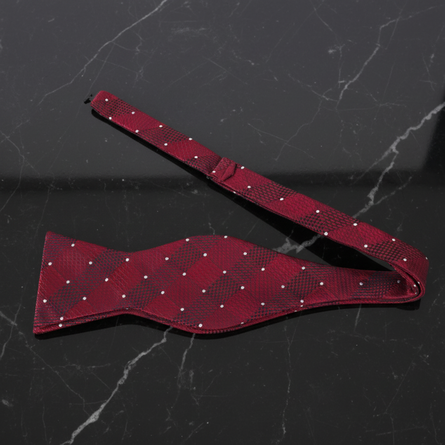 Burgundy White Self Tie Bow Tie