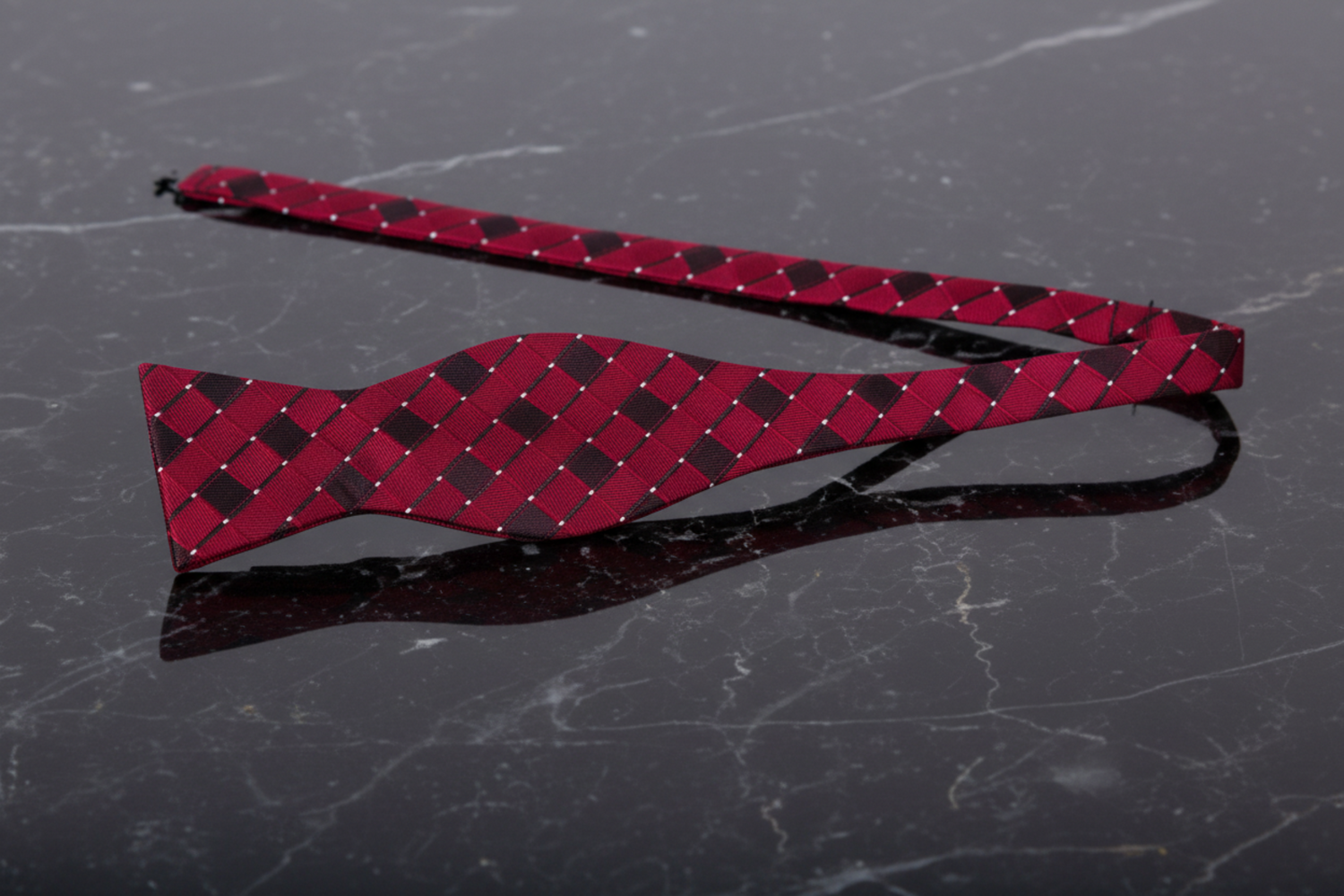 Burgundy Geometric Bow Tie Self Tie
