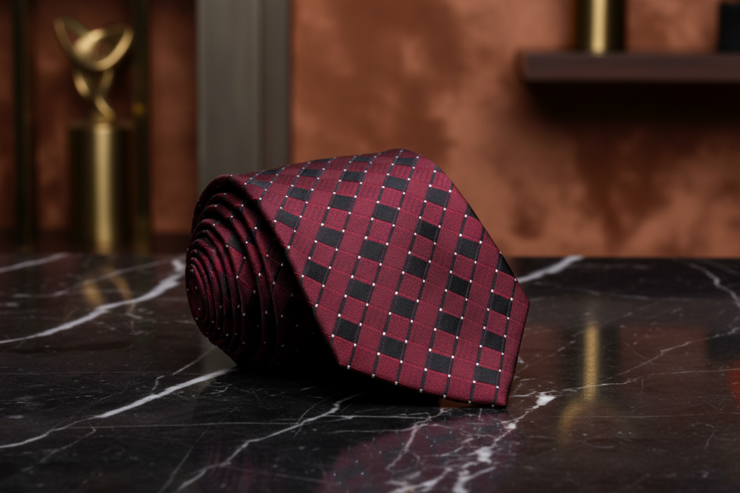 Burgundy Geometric Necktie
