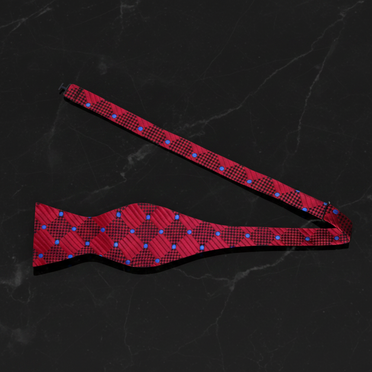 Burgundy, Blue Geometric Bow Tie Self Tie