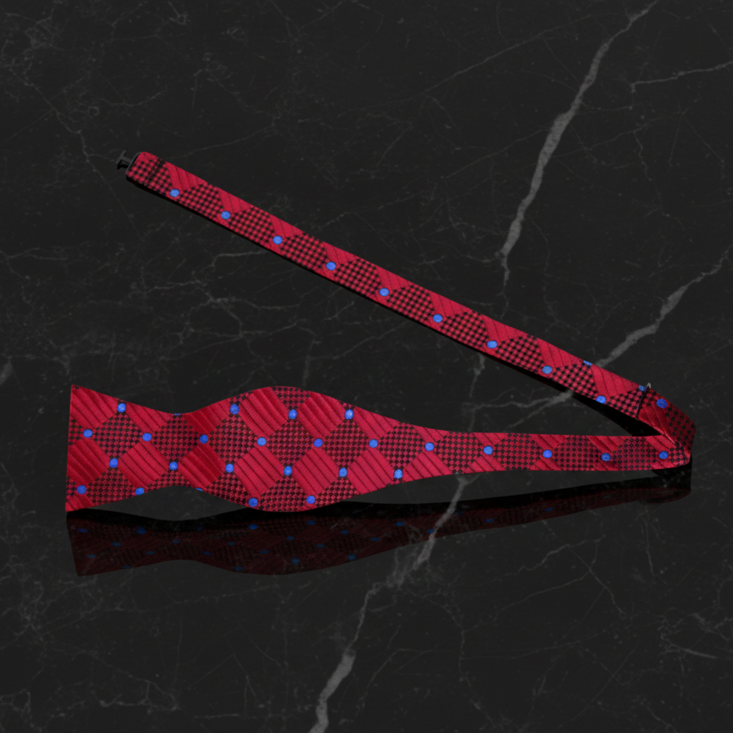 Burgundy, Blue Geometric Bow Tie Self Tie