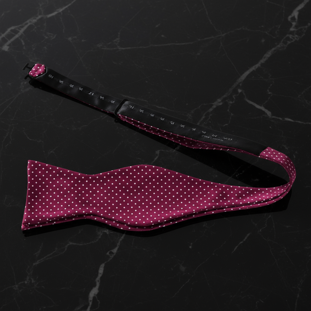 Main View: Deep Red and White Polka Bow Tie Self Tie