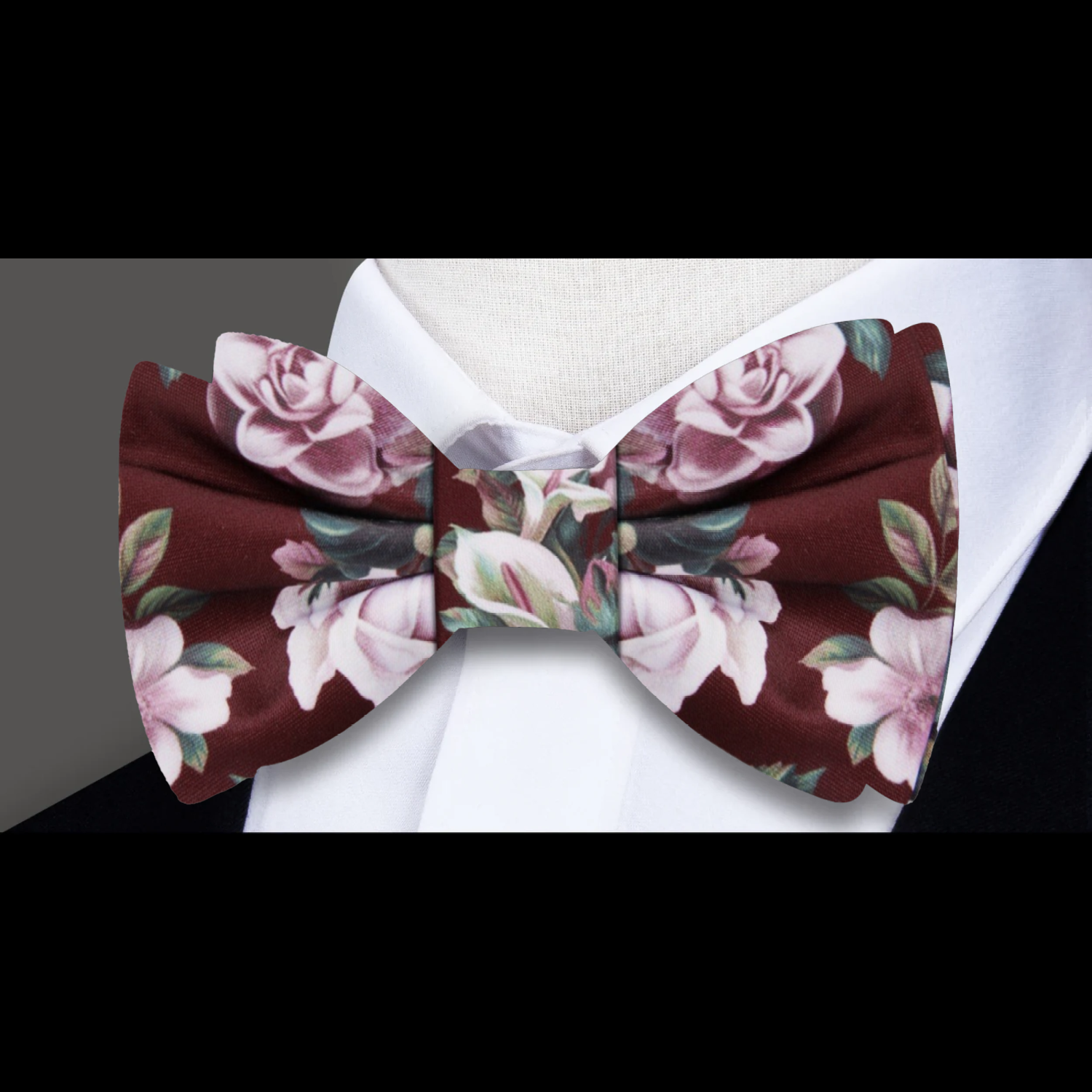 Main: Cabernet with Dusty Mauve Floral Bow Tie 