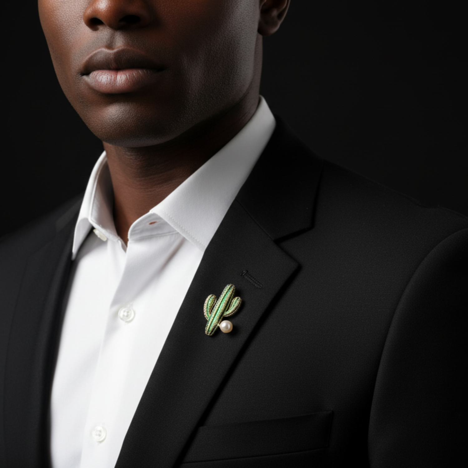 Green Saguaro Cactus Lapel Pin | Southwestern Suit & Blazer Accent