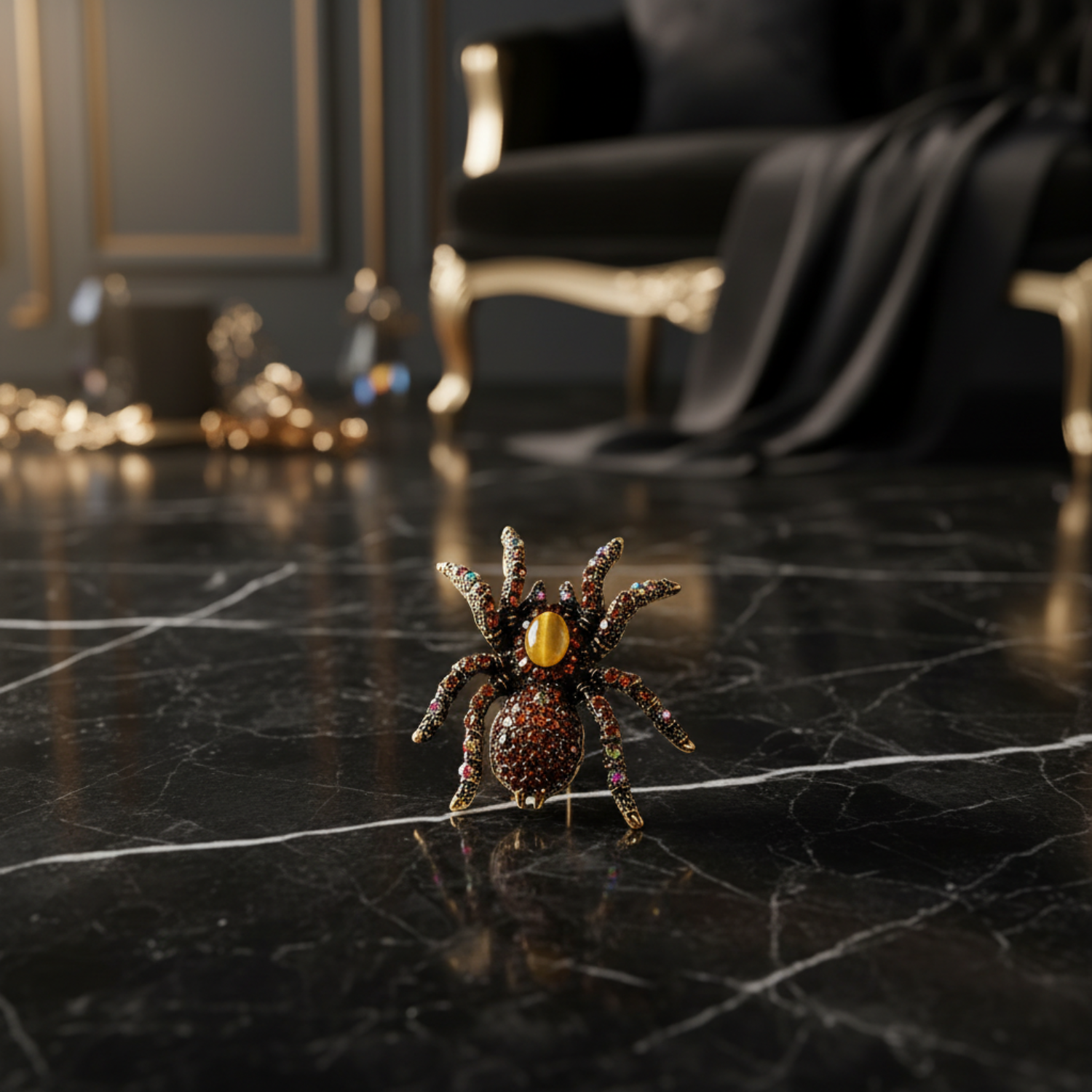 Champagne Spider Lapel Pin