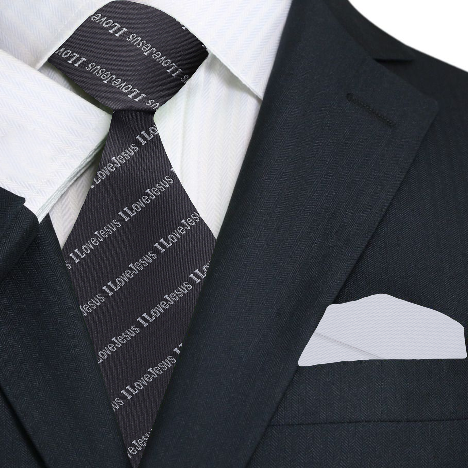 Primary Grey, Light Grey I Love Jesus Tie and Pale Grey Square