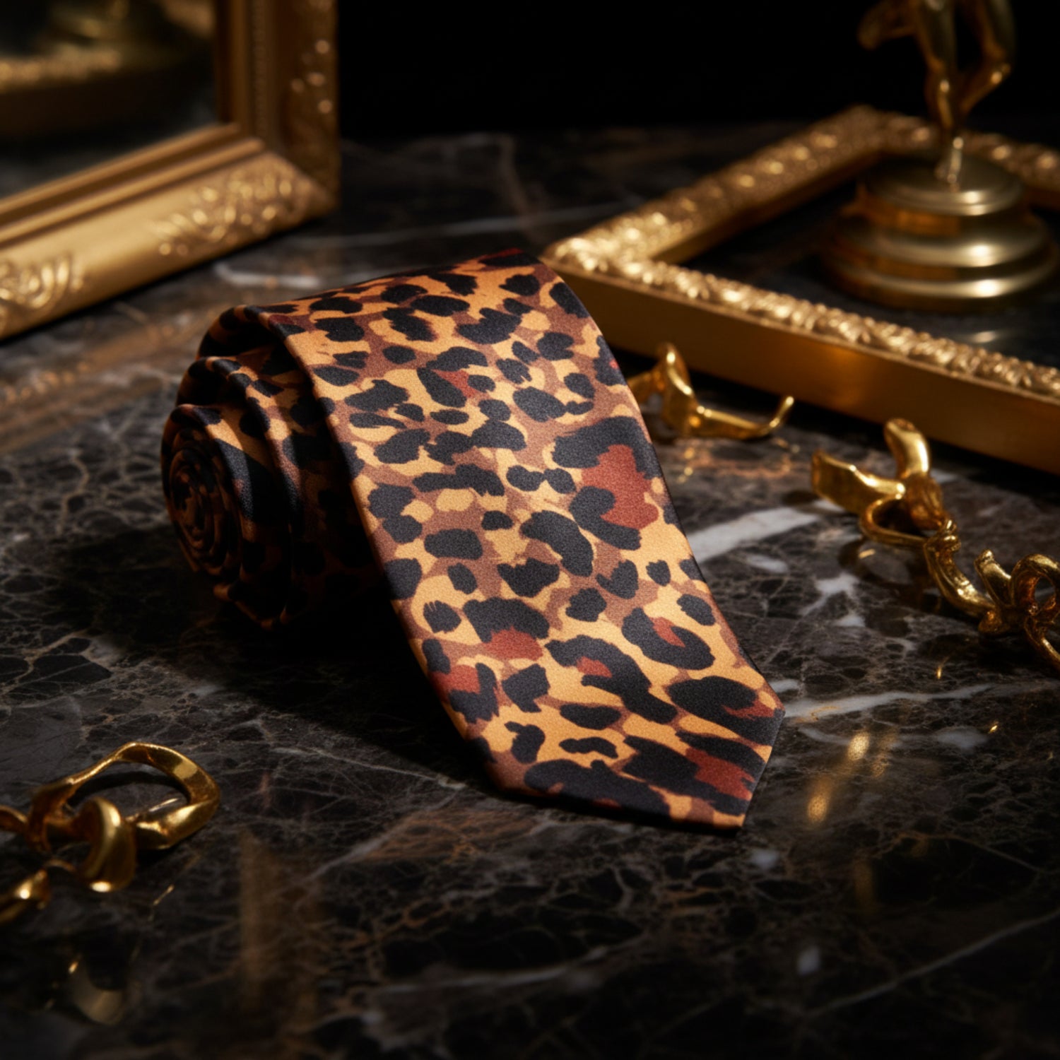 Brown Black Cheetah Tie 1