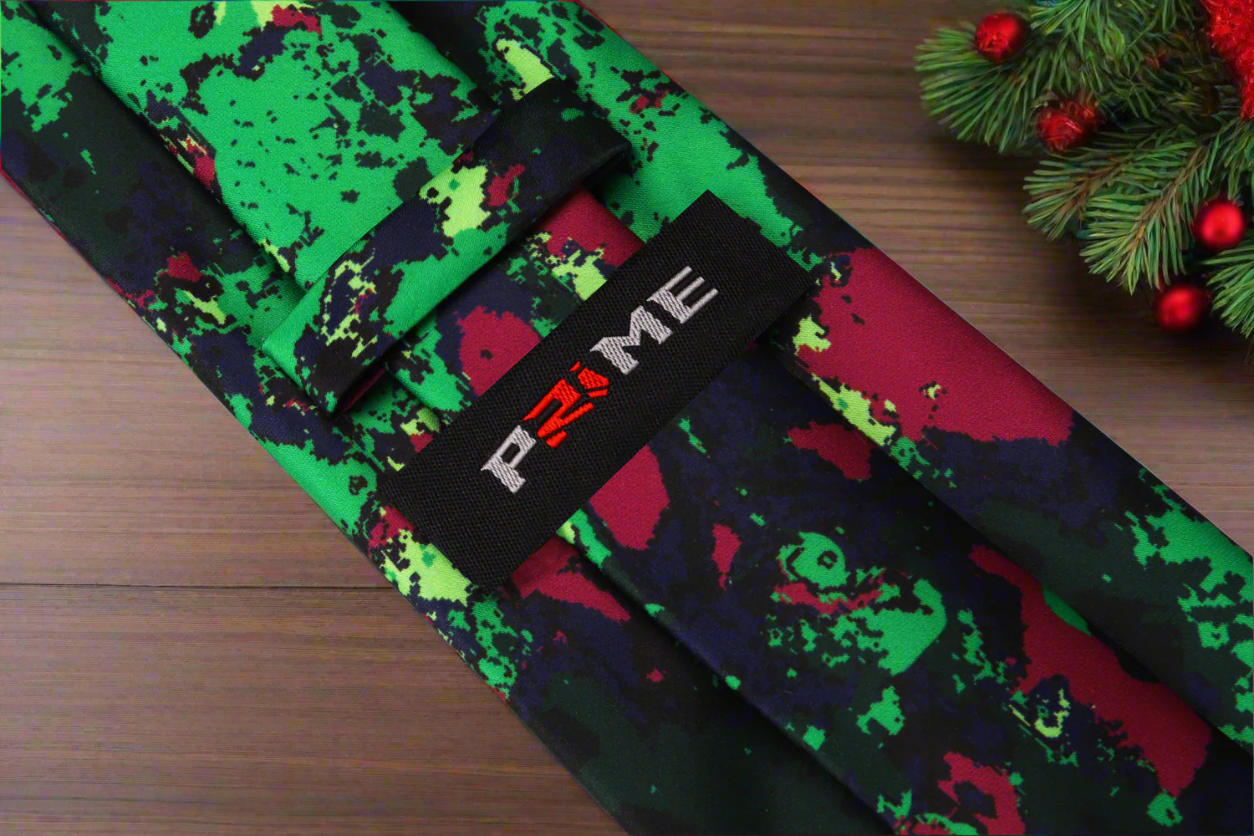 Shades of Green, Red Abstract Tie Keep