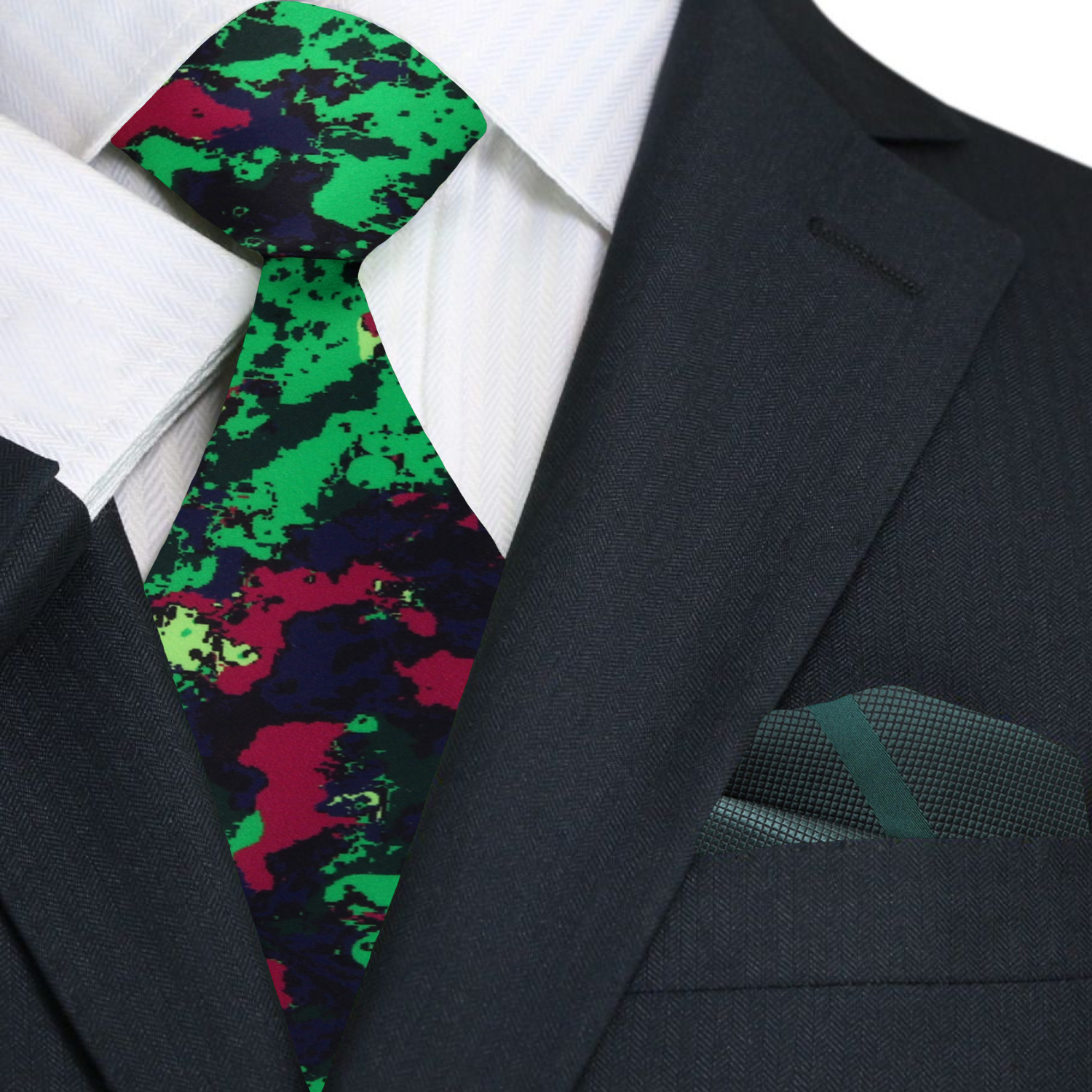 Shades of Green, Red Abstract Tie and Square