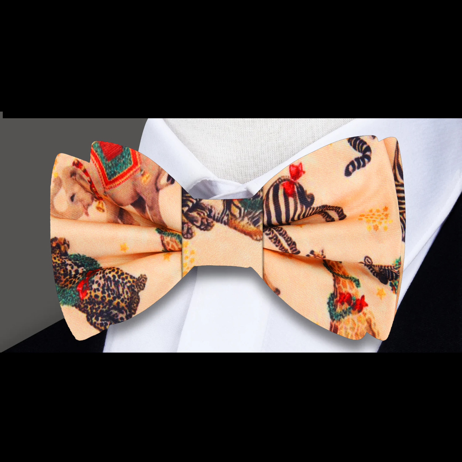 Yellow, Black, Green, Red Christmas Safari Bow Tie  