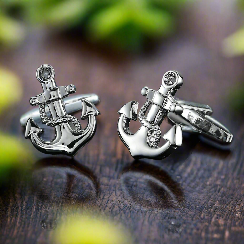Chrome Anchor Cufflinks Luxury