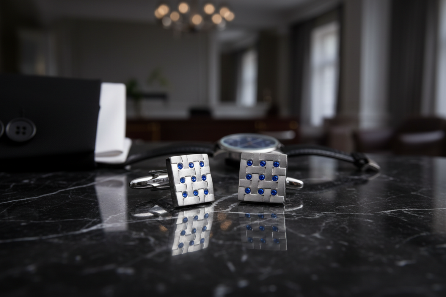 Chrome Blue Cufflinks