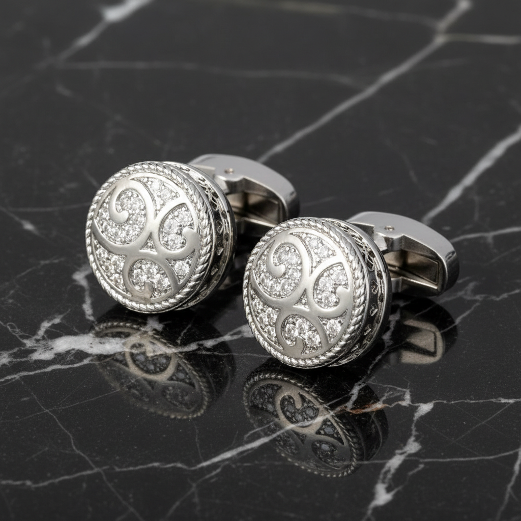 A Chrome Circular Cufflinks