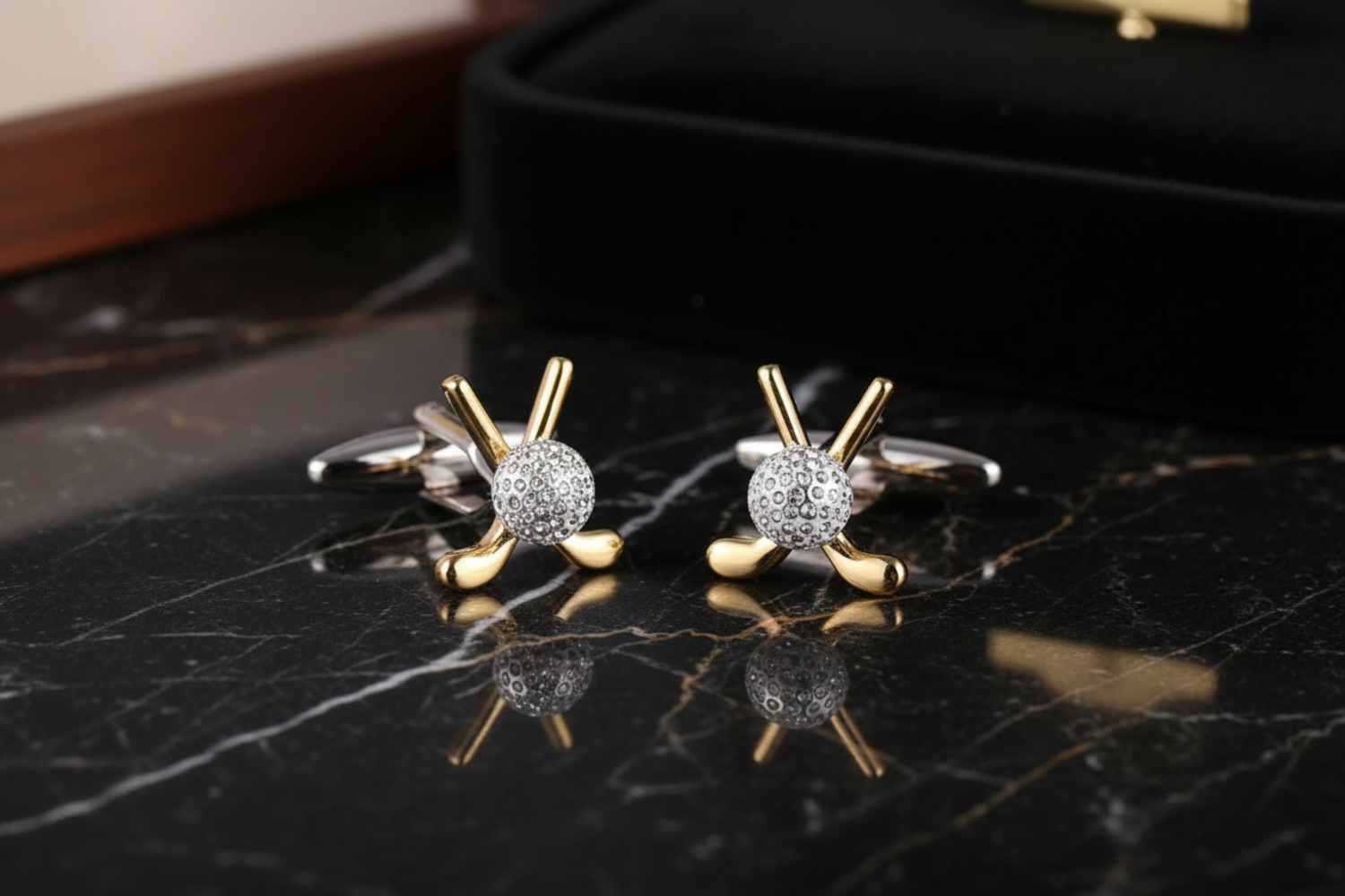 Gold and Chrome Golf Cufflinks