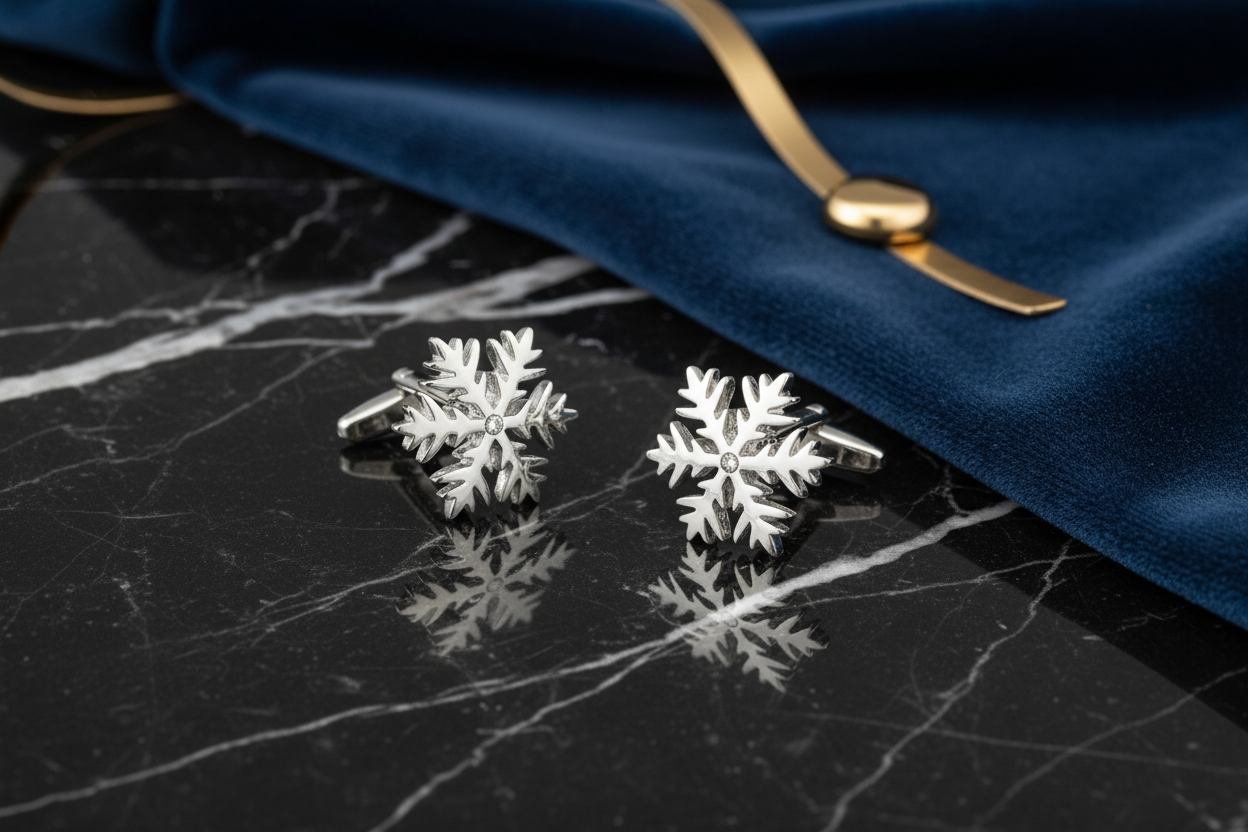 chrome snowflake cufflinks fancy