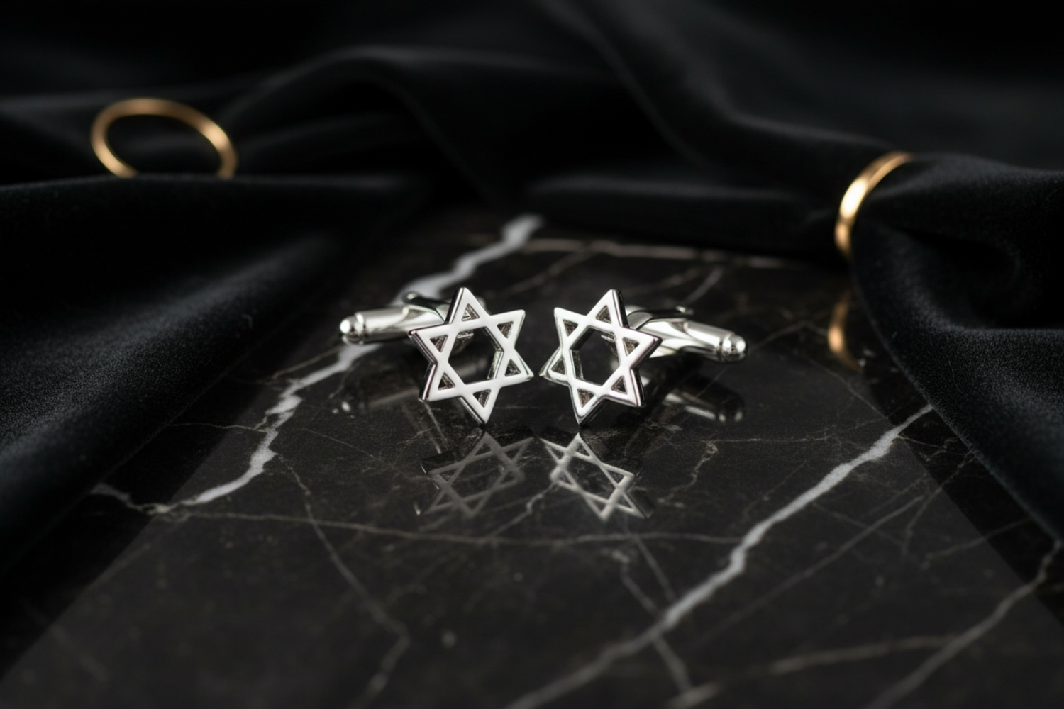 View 2 Chrome Star Of David Cufflinks