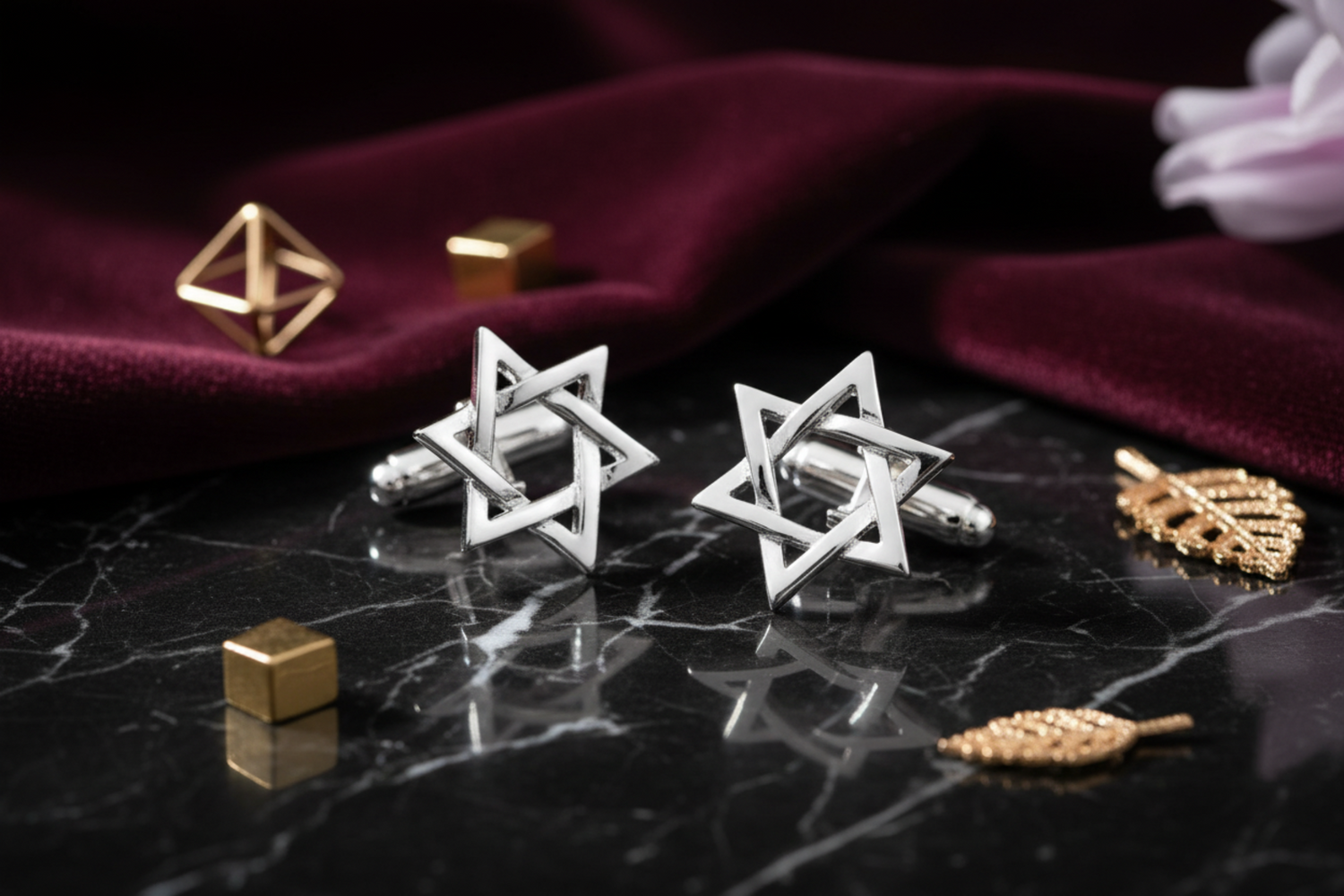 Chrome Star Of David Cufflinks