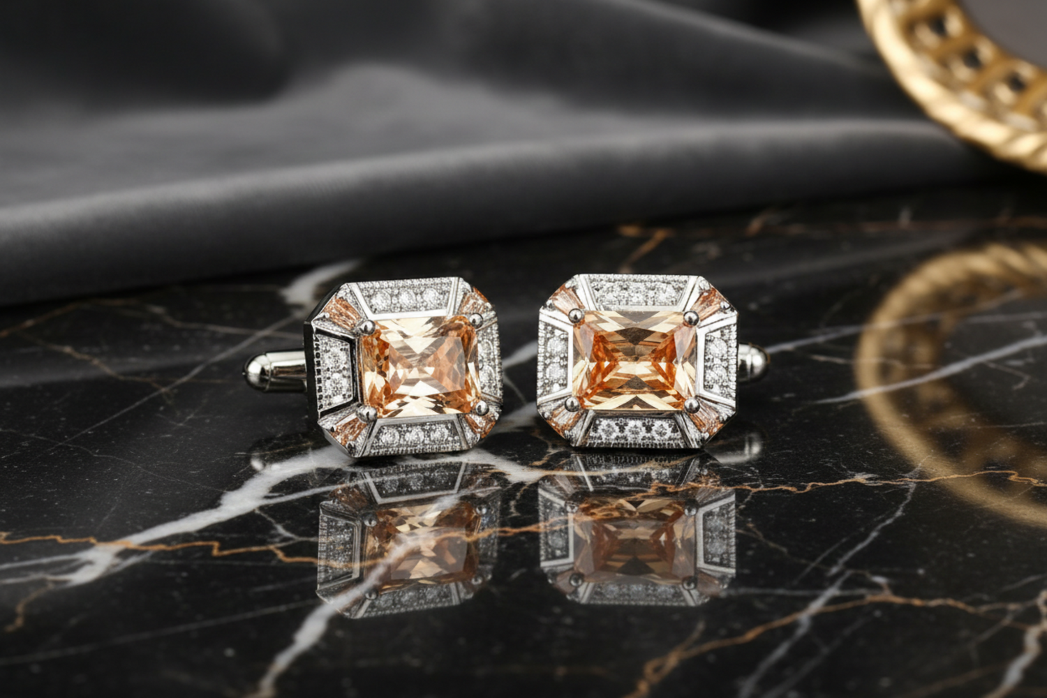 Chrome and Champagne Cufflinks