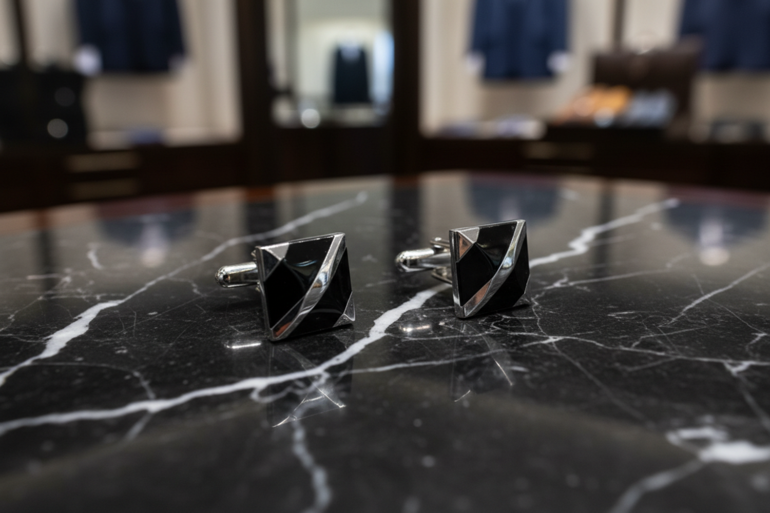 Main Chrome and Black Cufflinks