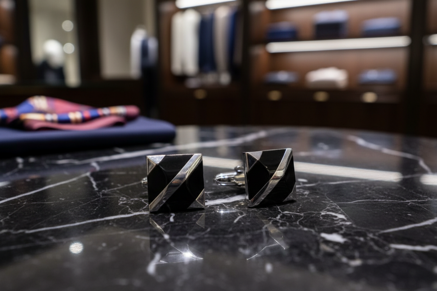 Chrome and Black Cufflinks