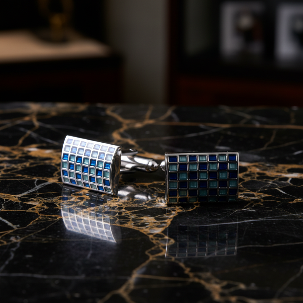Blue Check Cufflinks