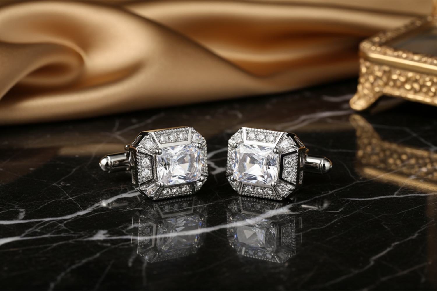 Premium Chrome and Clear Cufflinks