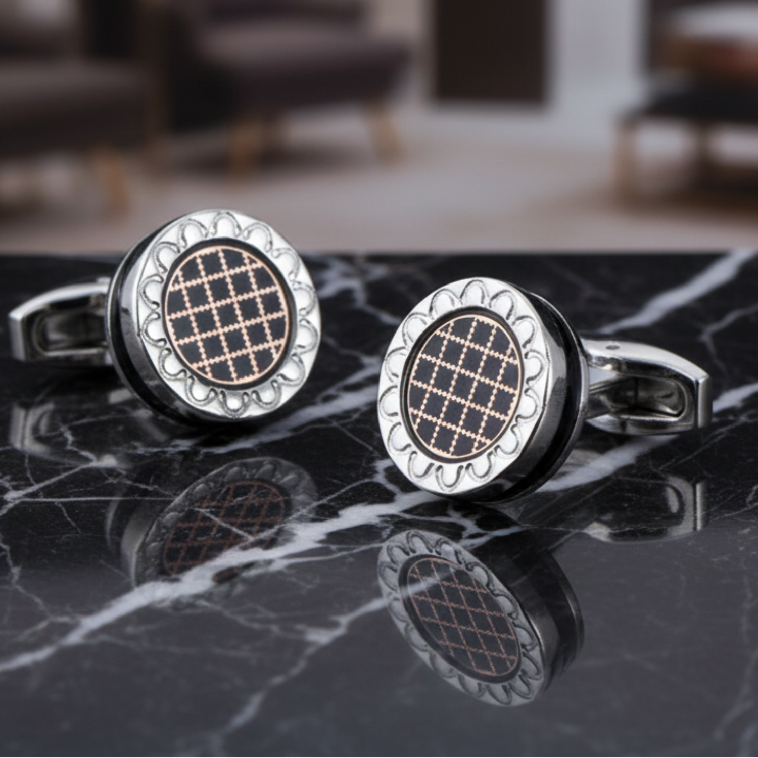 Silver, Gold, Black Mesh Cuffs